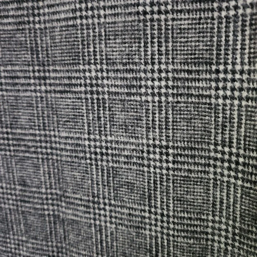 LANDS' END VINTAGE 90s Lambswool Glen Plaid Scarf Gray Fringe Made in‎ Britain
